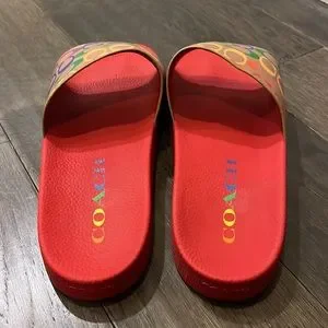 Coach Shoes Coach New York Signature Rainbow Pride Pool Slides